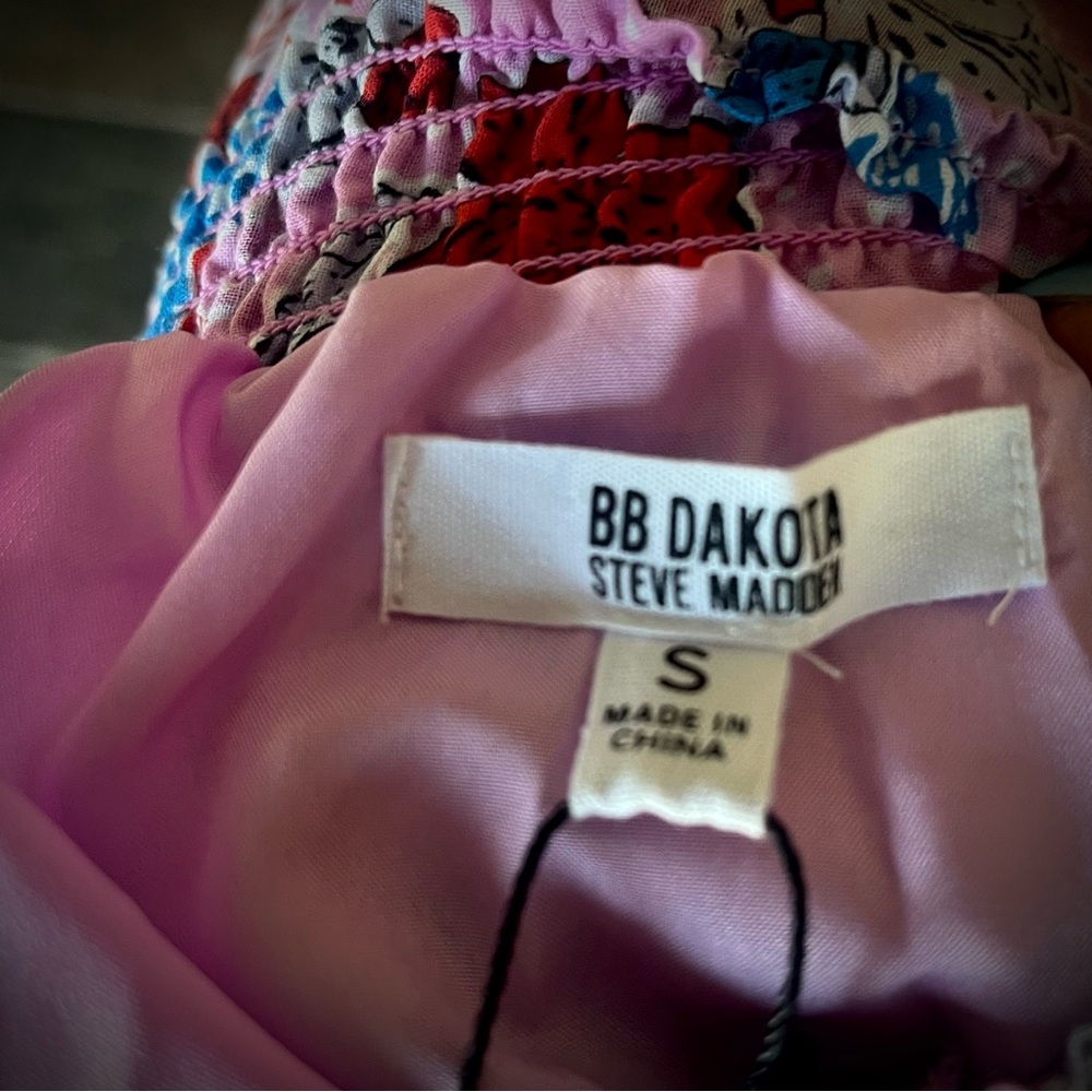 BB Dakota by Steve Madden pink & blue floral ruffled skirt S - Picture 6 of 7